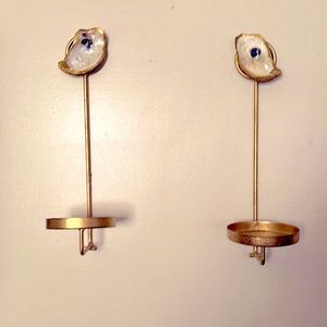 Gilded oyster candleholders. Hand painted.